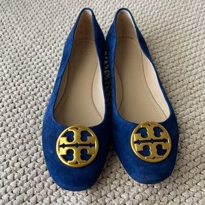Tory Burch Blue Suede Flats Sz 5.5 New